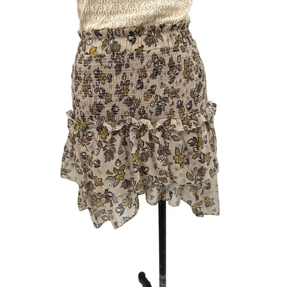 Anthropologie Current Air Dress Mini Sweater Ruffle Crewneck Beige Size Small - Picture 6 of 13